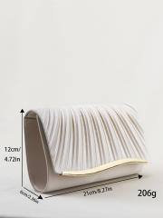 Off-white pleated metal-edged clutch evening bag