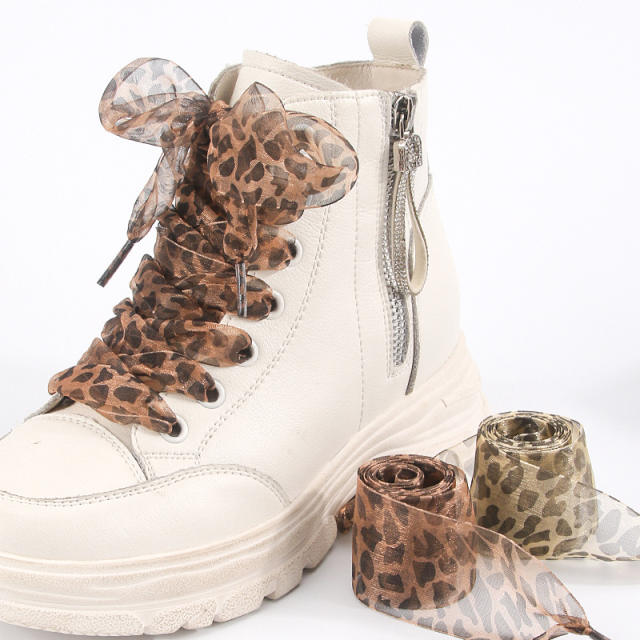 2.5cm /4cm Widened Shoelaces Leopard Print Pattern Ribbon Lace Shoelaces