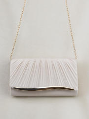 Off-white pleated metal-edged clutch evening bag