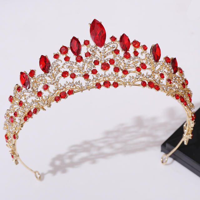 New Bridal Wedding Headwear Elegant Rhinestone Crown Necklace Earrings Three-Piece Set