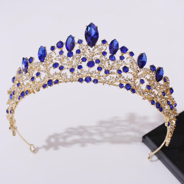 New Bridal Wedding Headwear Elegant Rhinestone Crown Necklace Earrings Three-Piece Set