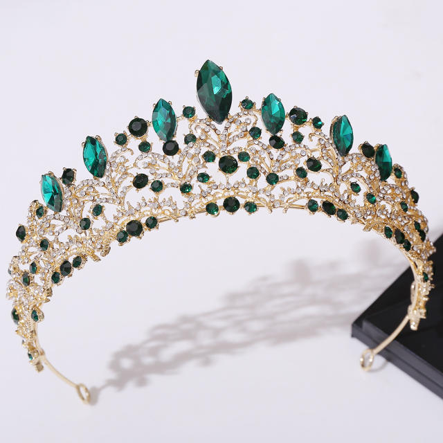 New Bridal Wedding Headwear Elegant Rhinestone Crown Necklace Earrings Three-Piece Set