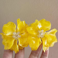 Exaggerated Crystal Woven Gradient Flower Earrings