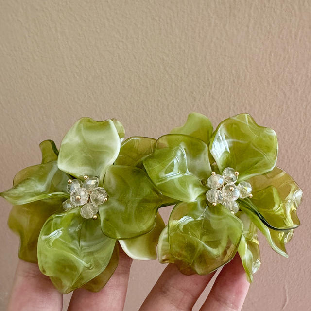 Exaggerated Crystal Woven Gradient Flower Earrings