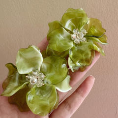 Exaggerated Crystal Woven Gradient Flower Earrings