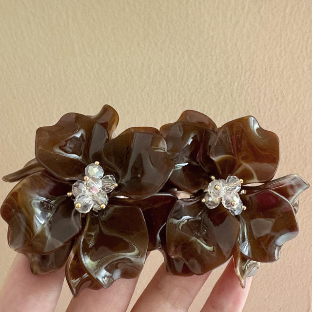Exaggerated Crystal Woven Gradient Flower Earrings