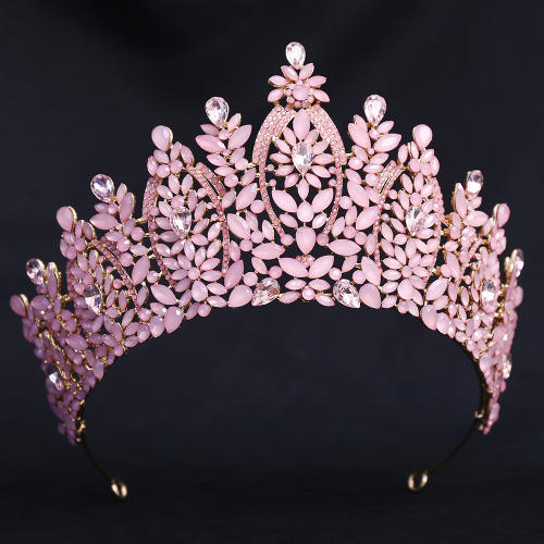 Baroque colorful crystal big crown wedding accessory