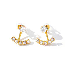 Luxury diamond stainless steel earrings jacket earrings for women