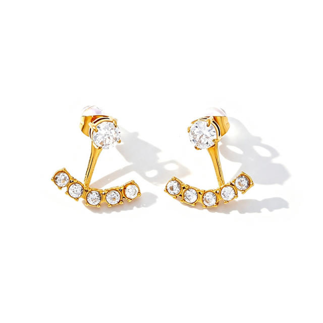 Luxury diamond stainless steel earrings jacket earrings for women