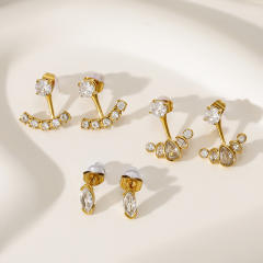 Luxury diamond stainless steel earrings jacket earrings for women