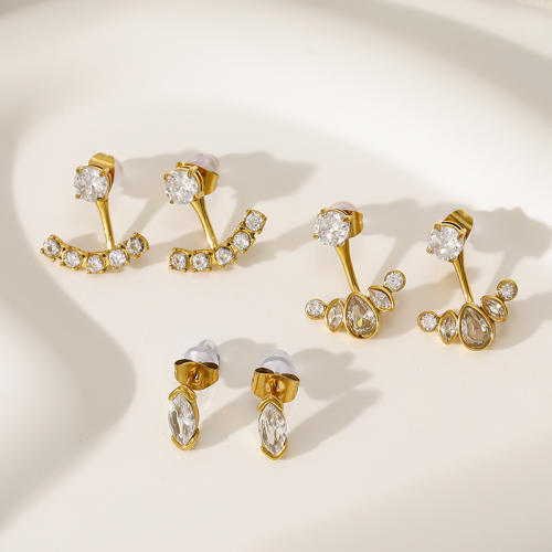 Luxury diamond stainless steel earrings jacket earrings for women