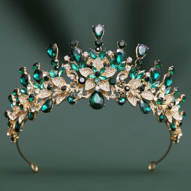Baroque-Style Bridal Crown Headpiece with Rhinestones