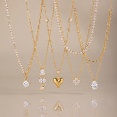 New and popular heart-shaped teardrop stainless steel necklace for women