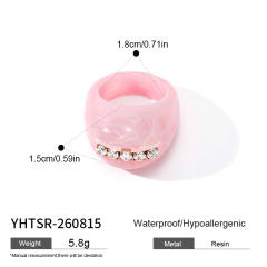 Personaltiy colorful resin zircon inlaid finger rings