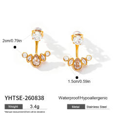 Luxury diamond stainless steel earrings jacket earrings for women
