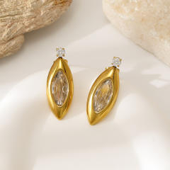 Stainless steel earrings zircon earrings with geometric C-shaped snake design