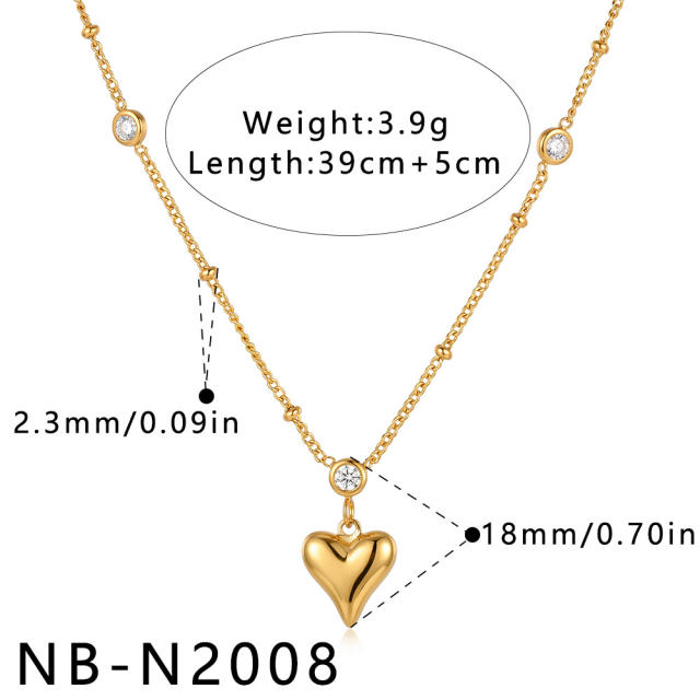 New and popular heart-shaped teardrop stainless steel necklace for women