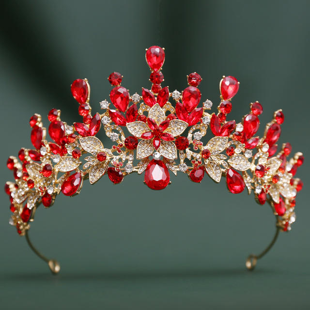 Baroque-Style Bridal Crown Headpiece with Rhinestones