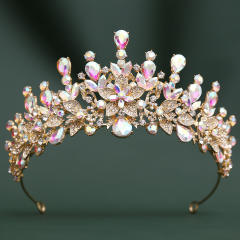 Baroque-Style Bridal Crown Headpiece with Rhinestones