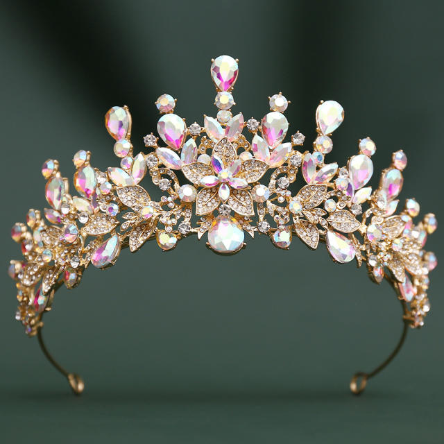 Baroque-Style Bridal Crown Headpiece with Rhinestones