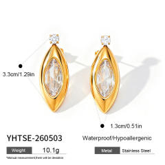 Stainless steel earrings zircon earrings with geometric C-shaped snake design