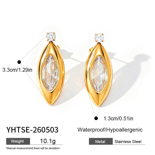 Stainless steel earrings zircon earrings with geometric C-shaped snake design