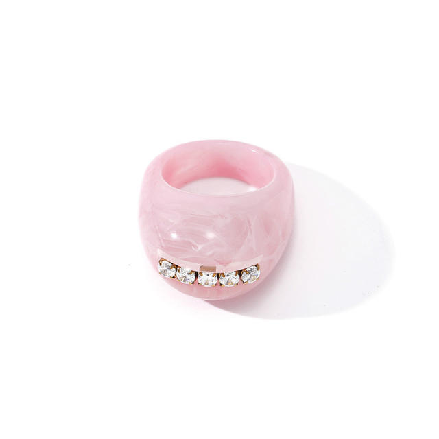 Personaltiy colorful resin zircon inlaid finger rings