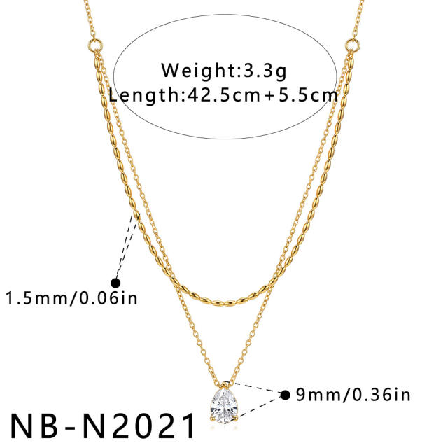 New and popular heart-shaped teardrop stainless steel necklace for women