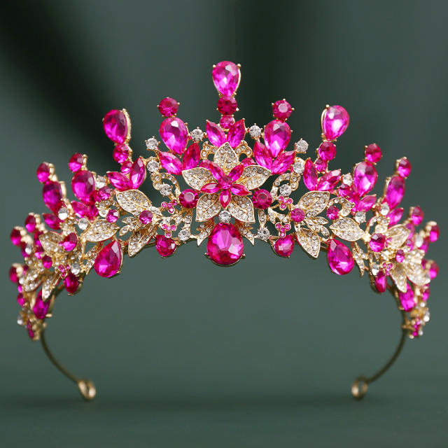 Baroque-Style Bridal Crown Headpiece with Rhinestones