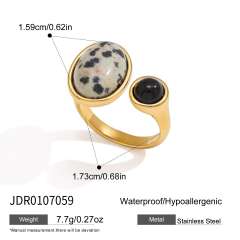 Unique obsidian stone inlaid stainless steel rings collection