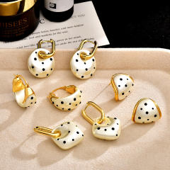 French trend polka dots pearl earrings 18K gold plated earrings