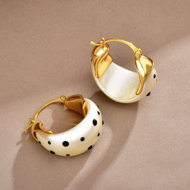 French trend polka dots pearl earrings 18K gold plated earrings
