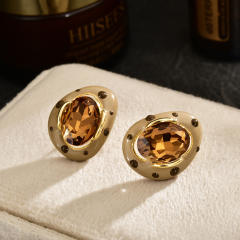 Winter autumn polka dots glass crystal 18K plated copper earrings for women
