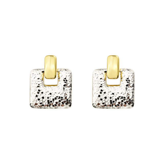 Super shiny square mix color gold plated copper earrings for women