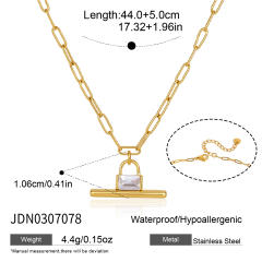 Elegant T bar pendant diamond stainless steel necklace earrings bracelet set