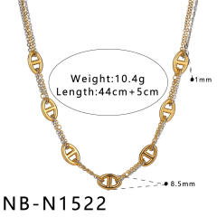 Love Heart Pig Nose Geometric Stainless Steel Necklace for Women