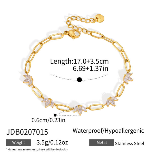 18KG delicate cubic zircon stainless steel bracelet