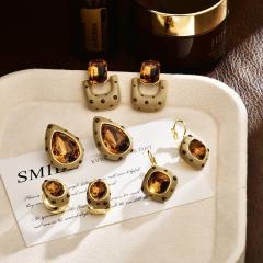 Winter autumn polka dots glass crystal 18K plated copper earrings for women