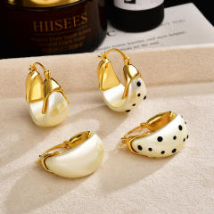 French trend polka dots pearl earrings 18K gold plated earrings