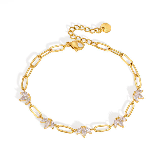 18KG delicate cubic zircon stainless steel bracelet