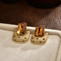 Winter autumn polka dots glass crystal 18K plated copper earrings for women