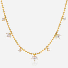 Delicate cubic zircon stainless steel necklace