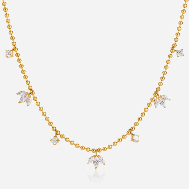 Delicate cubic zircon stainless steel necklace