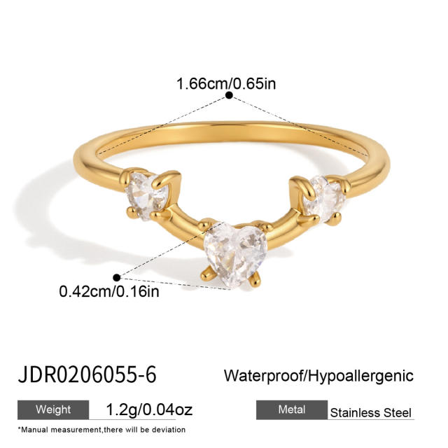 316L cubic zircon smile face shape stainless steel necklace earrings rings set