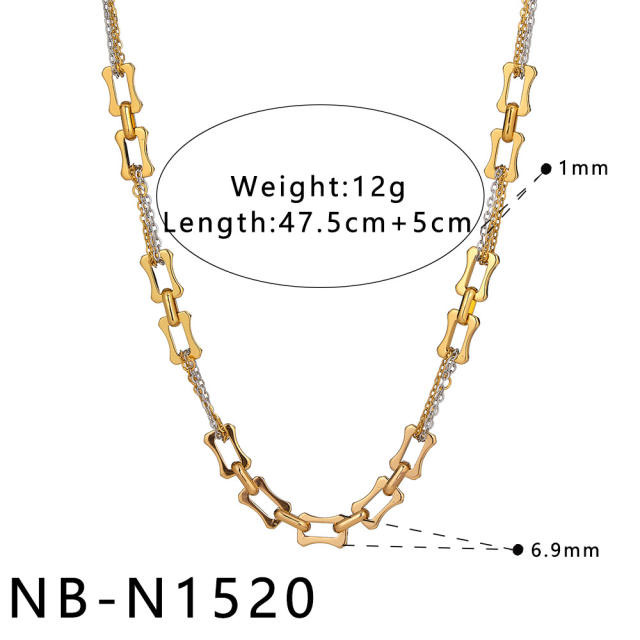 Love Heart Pig Nose Geometric Stainless Steel Necklace for Women
