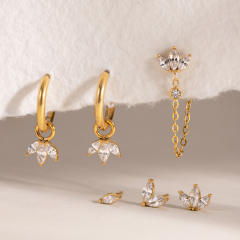 6pcs set diamond stainless steel earrings set