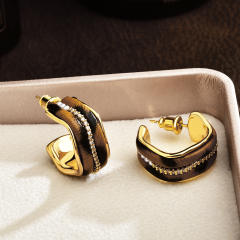 Winter autumn leopard pattern square shape earrings for women