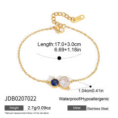 316L elegant navy blue diamond stainless steel necklace bracelet earrings set