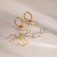 6pcs set diamond stainless steel earrings set