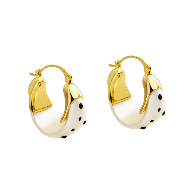 French trend polka dots pearl earrings 18K gold plated earrings